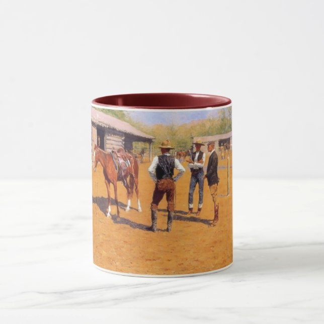 Caneca Comprando Cavalos Polo no Velho Oeste Americano (Centro)
