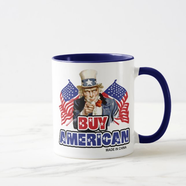 Caneca Comprar Americano ( Made In China ) - Piada Engraç (Direita)