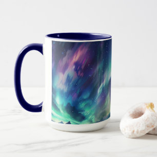 Caneca Compre luzes do norte com tema espacial
