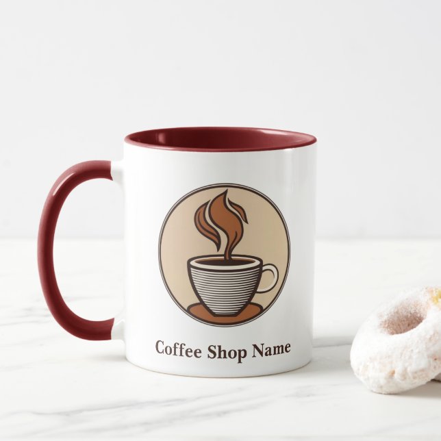 Caneca Compro Espresso de Café Marrom Elegante Minimalist (Com Donut)