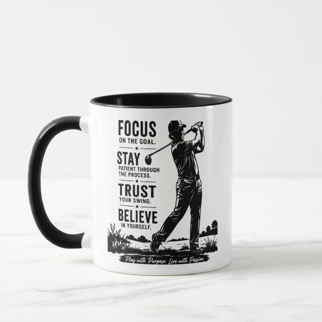 Caneca Concentre-se no Objetivo Permaneça Paciente Confie (Esquerda)