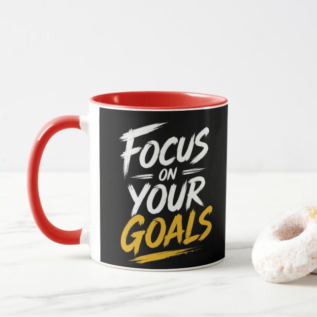 Caneca Concentre-se nos Seus Objetivos Tipografia Motivac (Com Donut)