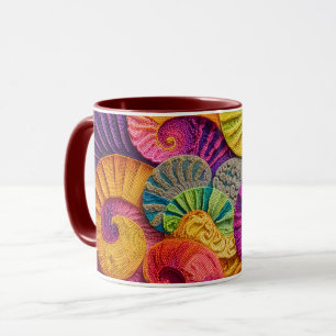 Caneca Conchas Cromáticas: Mosaico Vibrante em Espiral