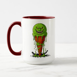 Caneca Cone de Sorvete Verde Monstro Assustador Derretend