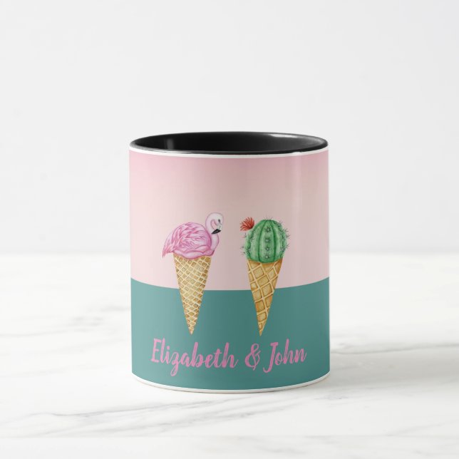 Caneca Cones de Sorvete Coloridos Cacto Flamingos Rosa (Centro)