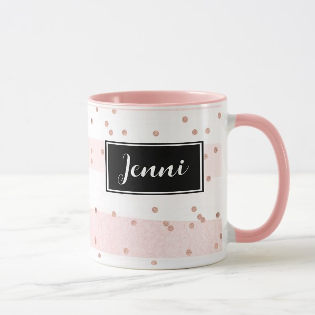 Caneca Confetti e Listras Rosa Personalizadas (Direita)