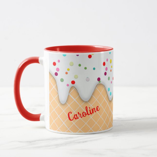 Caneca Confetti - Padrão de Diversão de Waffle Cone (Esquerda)