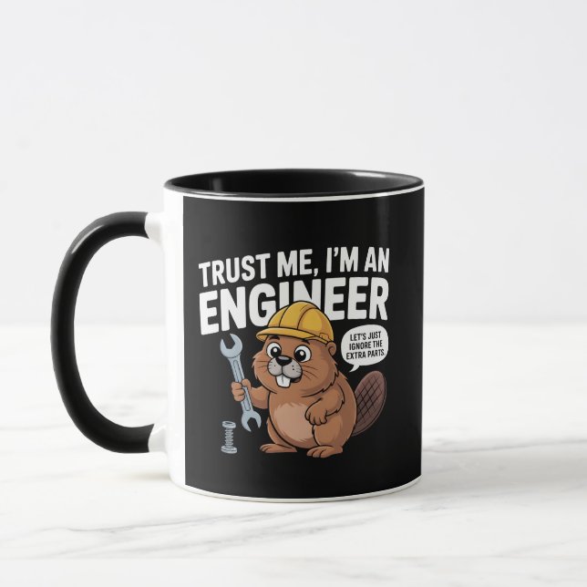 Caneca Confie em Mim Sou um Engenheiro Castor Engraçado (Esquerda)