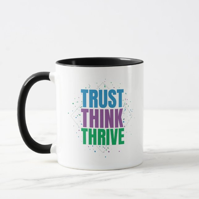Caneca Confie Pense Prospere – Design de Citação Motivaci (Esquerda)