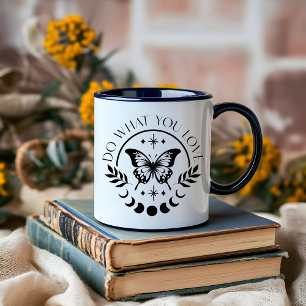 Caneca Confirmação minimalista de Boho Moon Black and Whi