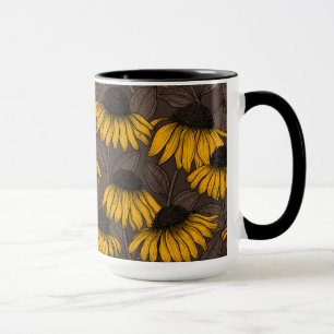 Caneca Confluentes amarelos em castanho escuro