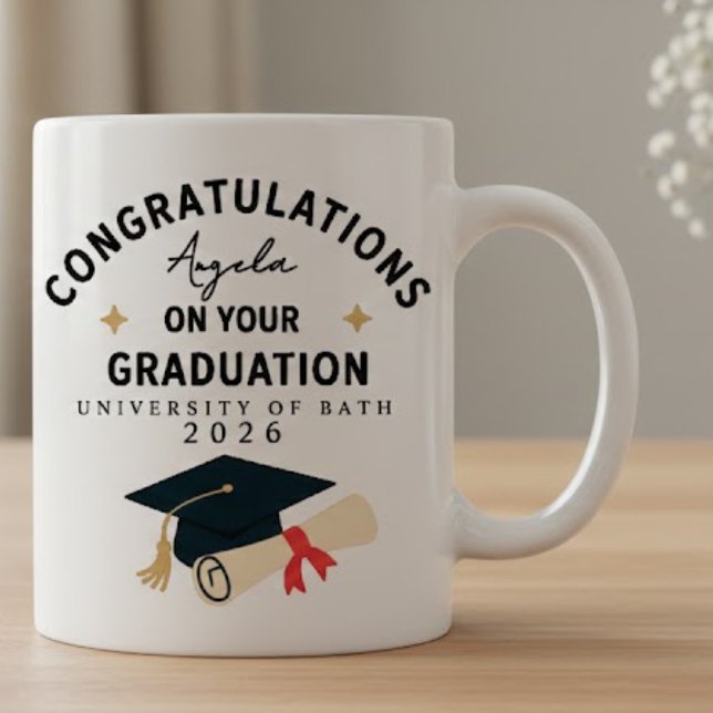 Caneca Congratulations Graduation Name University Year  (Criador carregado)