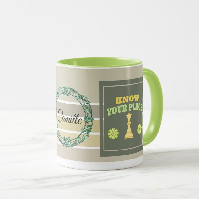 Caneca Conheça Seu Lugar – Afirmação Floral Personalizada (Frente Esquerda)