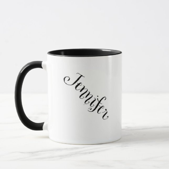 Caneca conhecida de Jennifer em preto e branco (Esquerda)