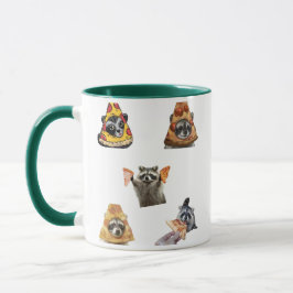 Caneca Conjunto de Guaxinim Pizza Engraçado para A