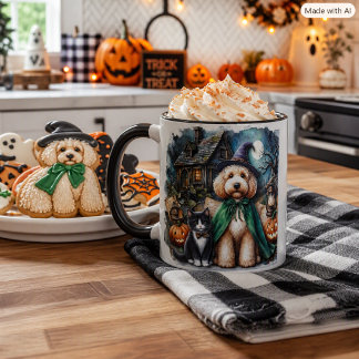Caneca Conjunto de Natal de Cachorro e Gato Desenho Vibe