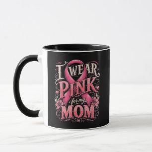 Caneca Conscientização sobre o Câncer de Mama Eu Uso Rosa