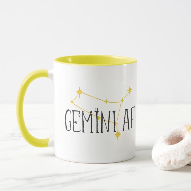 Caneca constelação AF GEMINI, com símbolos Mercúrio e Gêm (Com Donut)