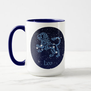 Caneca Constelação de Leão e Signo do Zodíaco com Estrela