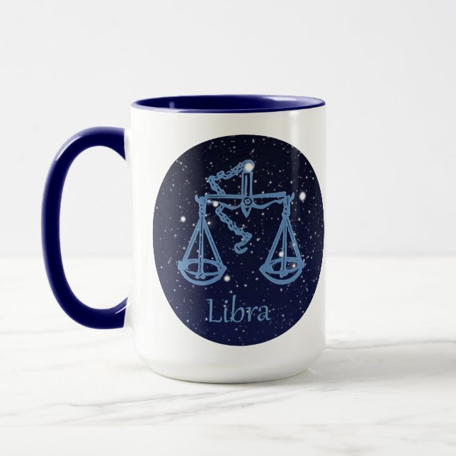 Caneca Constelação de Libra e Signo do Zodíaco com Estrel (Esquerda)