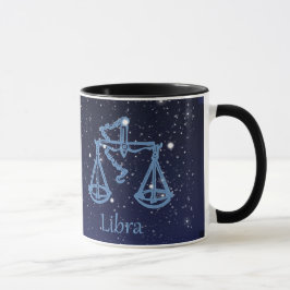 Caneca Constelação de Libra e Sinal de Zodíaco com Estrel