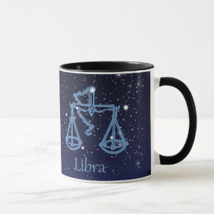 Caneca Constelação de Libra e Sinal de Zodíaco com Estrel