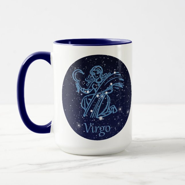 Caneca Constelação de Virgem e Sinal Zodiac com Estrelas (Esquerda)