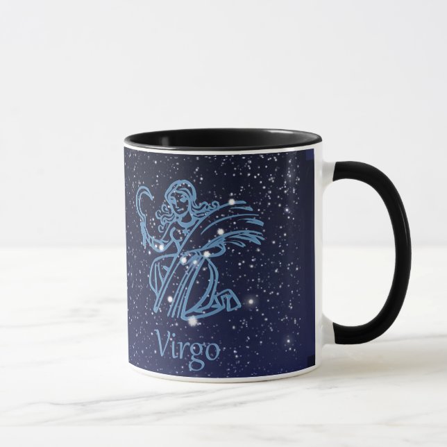 Caneca Constelação de Virgem e Sinal Zodiac com Estrelas (Direita)