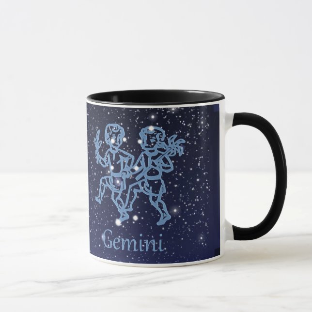 Caneca Constelação Gemini e Sinal Zodíaco com Estrelas (Direita)