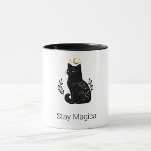Caneca Constelação Mística de Gato Preto Celestial