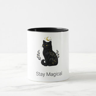 Caneca Constelação Mística de Gato Preto Celestial