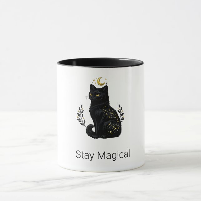 Caneca Constelação Mística de Gato Preto Celestial (Centro)