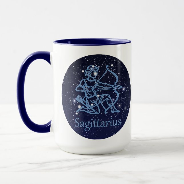 Caneca Constelação Sagitário e Sinal Zodiac com Estrelas (Esquerda)