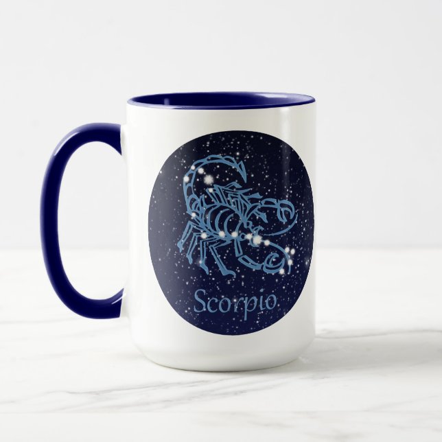 Caneca Constelação Scorpio e Sinal Zodiac com Estrelas (Esquerda)