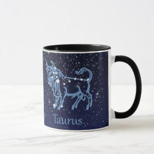 Caneca Constelação Taurus e Sinal Zodíaco com Estrelas