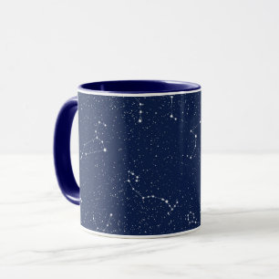 Caneca Constelações do zodíaco com um céu estrelado a