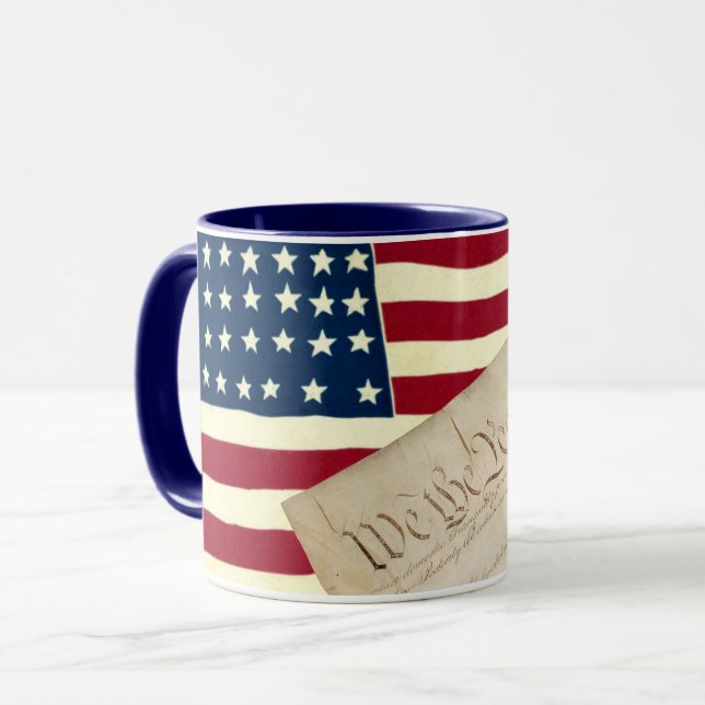 Caneca Constituição dos Estados Unidos, bandeira american (Frente Esquerda)