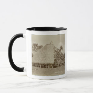 Caneca Construção de casa em Samoa, c.1875 (foto do