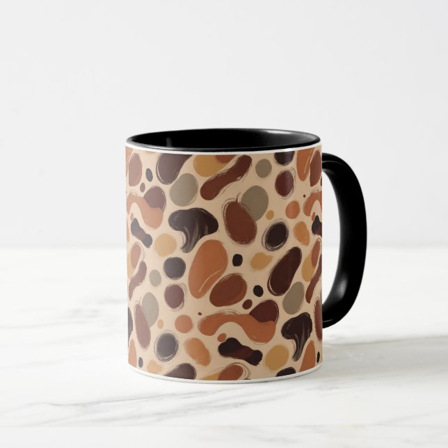 Caneca Contemporary Organic Pattern Mug – Earthy Tones (Frente Esquerda)