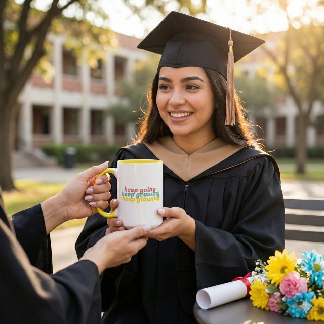 Caneca Continue Crescendo Continuando Brilhando (Empower & encourage yourself or someone else with this, "Keep going keep growing keep glowing" mug! )