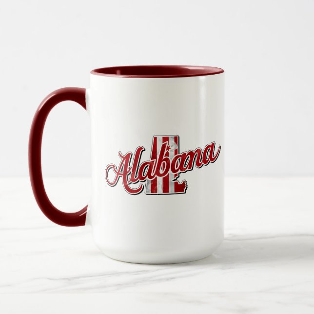 Caneca Contorno do Estado do Alabama Vermelho (Esquerda)