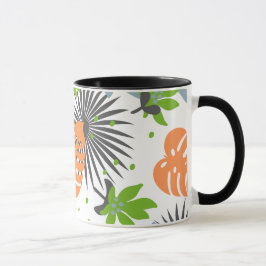 Caneca Contraste legal Padrão laranja e verde em preto