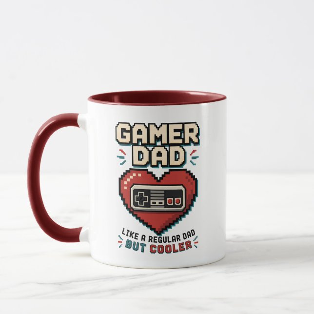 Caneca Controle Retro Pixel Coração Gamer Pai (Esquerda)