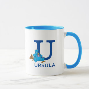 Caneca Cookie Monster Comendo Cookies Nome e Monograma U