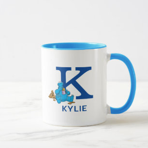 Caneca Cookie Monster Comendo Cookies Nome & Monograma K