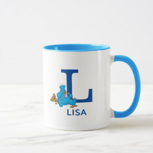 Caneca Cookie Monster Comendo Cookies Nome & Monograma L