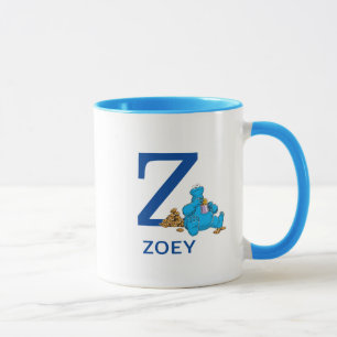 Caneca Cookie Monster Comendo Cookies Nome & Monograma Z