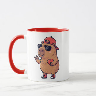 Caneca Cool Capybara ASL I Love You Sign Valentine