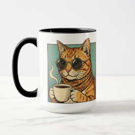 Caneca Cool Cat Coffee Retro Style Design for Cat Lovers