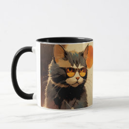 Caneca Cool Streetwear Graffiti Cat with Sunglasses 